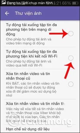 Tắt tải tập tin media trên Viber 