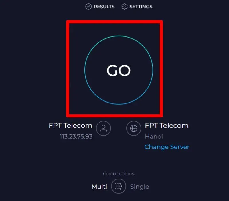 Thực hiện click Go để bắt đầu quá trình kiểm tra mạng wifi trên máy tính