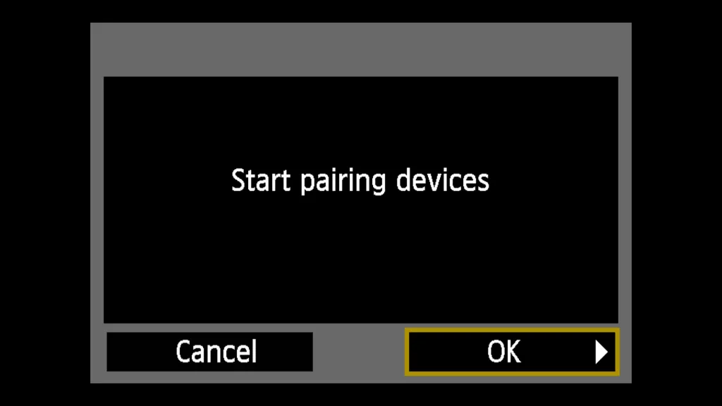 Thông báo xác nhận rằng máy ảnh đã chuẩn bị xong cấu hình mạng, nhấn OK để tiếp tục