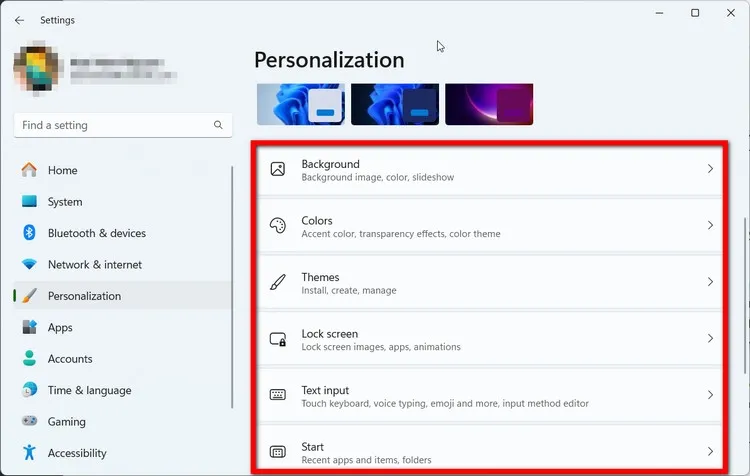 Cài đặt cá nhân hóa Windows 11