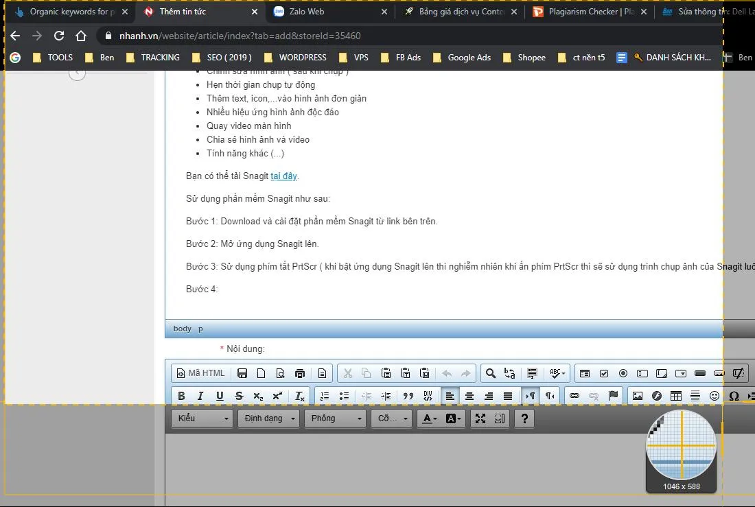 Chụp ảnh màn hình máy tính với phần mềm Snagit