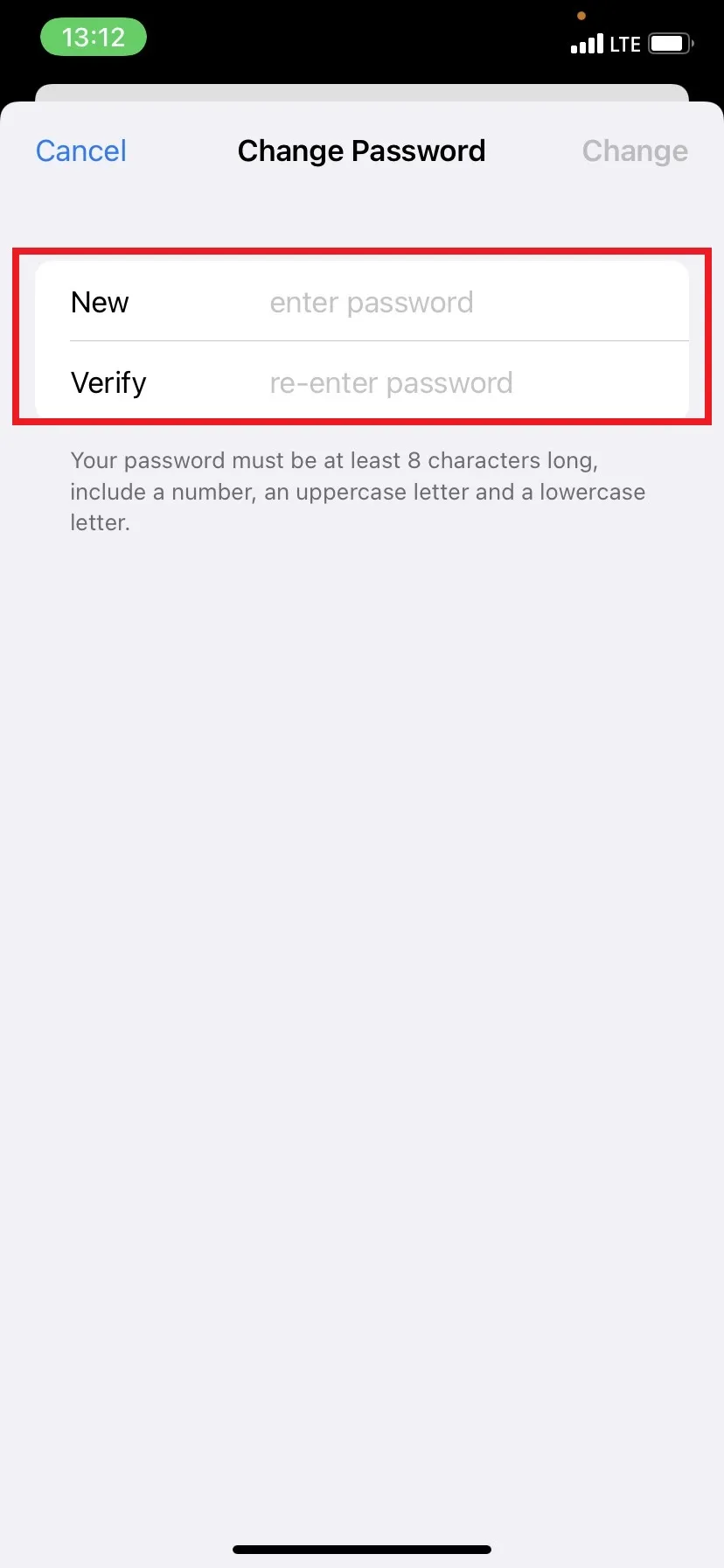 Giao diện nhập mật khẩu cũ và mật khẩu mới khi đổi mật khẩu Apple ID