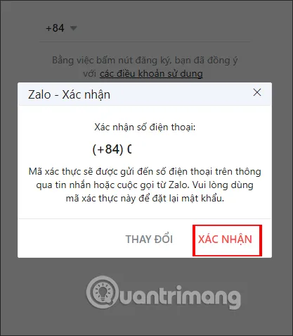 Xác nhận số điện thoại