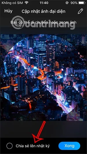 Tắt tùy chọn Chia sẻ ảnh đại diện lên Nhật ký khi thay đổi avatar Zalo