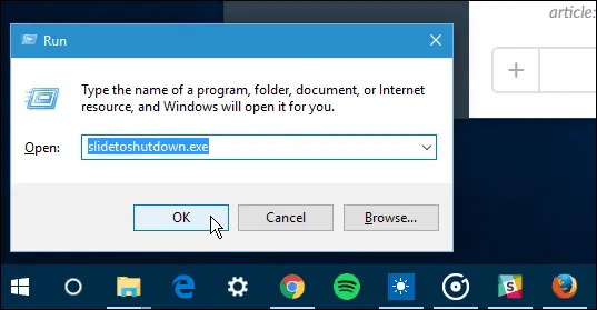 Cách tắt máy tính Windows 10 bằng lệnh Slidetoshutdown
