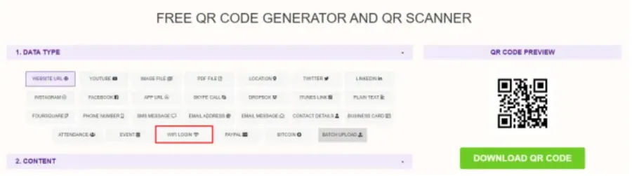Giao diện QR Stuff để tạo mã kết nối WiFi trên máy tính