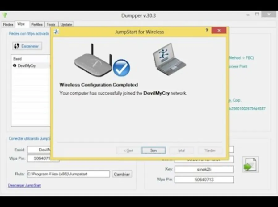 Phần mềm JumpStart hỗ trợ dò tìm và bẻ khóa mật khẩu wifi thông qua lỗ hổng WPS trên laptop