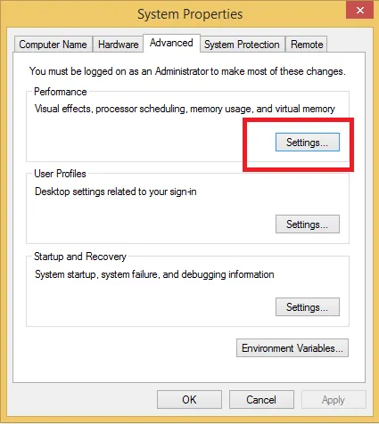 Truy cập Advanced system settings để tối ưu hiệu suất hiển thị