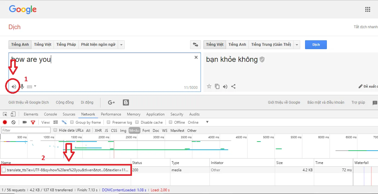 Tệp translate_tts xuất hiện trong danh sách mạng