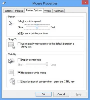 Thiết lập Pointer Options trong Mouse Properties để tối ưu chuột cho môi trường đa màn hình