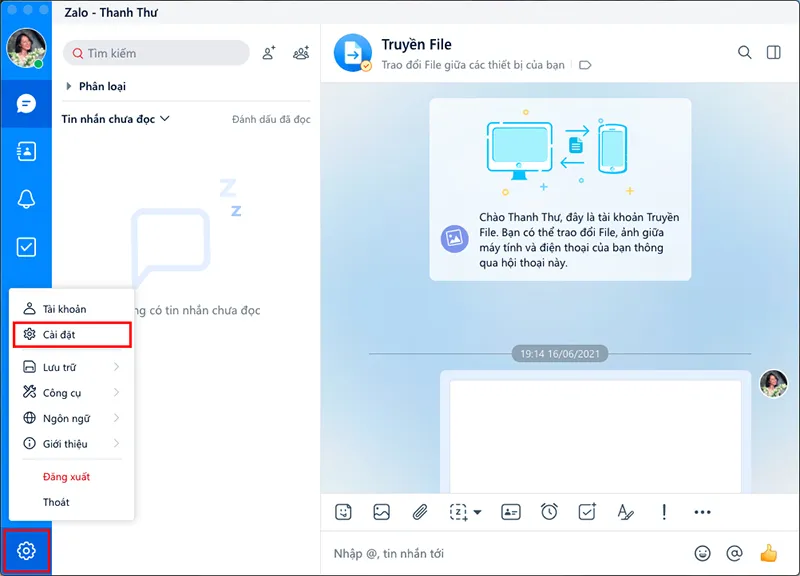 Hướng dẫn vào cài đặt Riêng tư và Bảo mật để thiết lập mã khóa Zalo PC