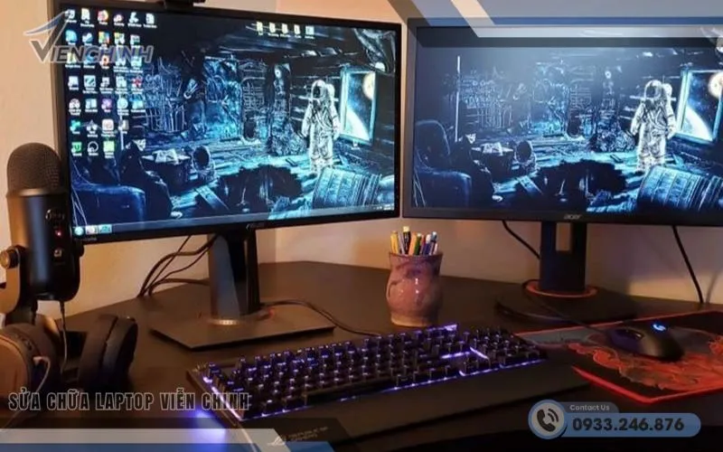 Phác thảo kết nối đa màn hình sử dụng cổng xuất hình tích hợp trên máy tính