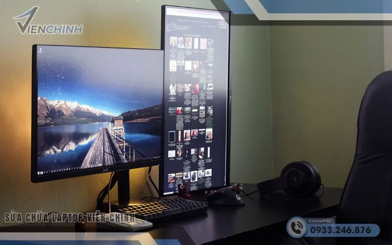 Thiết lập Display Settings trong Windows để chọn chế độ hiển thị Extend hoặc Duplicate