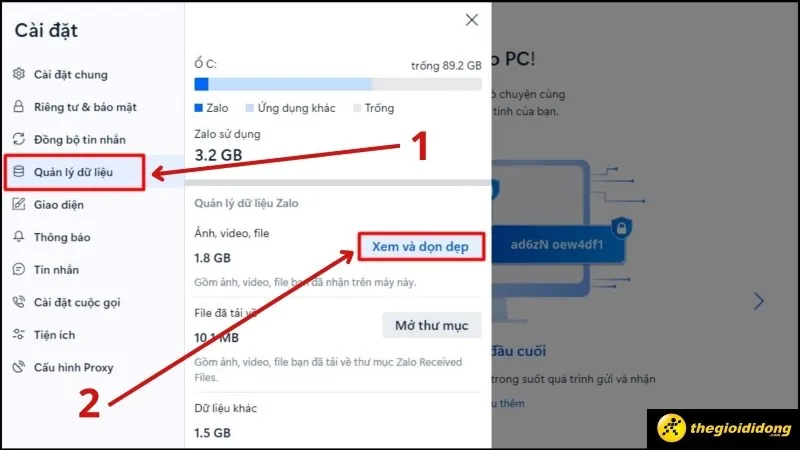 Cách xóa dữ liệu Zalo trên máy tính có chọn lọc (bước 2)