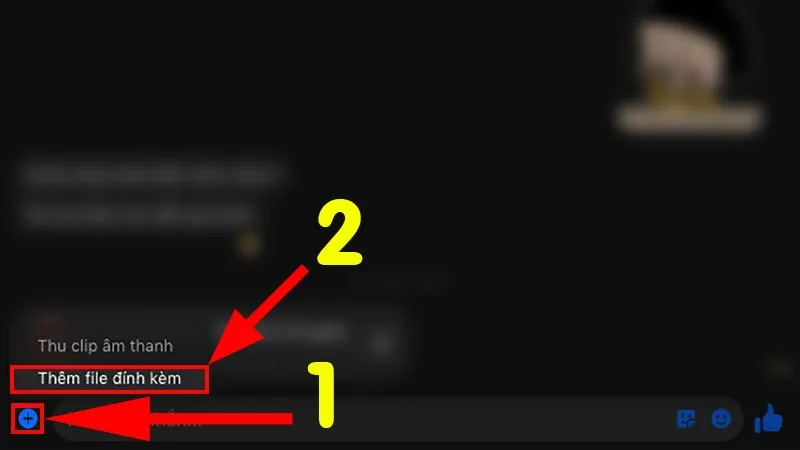 Trên MacOS, truy cập vào Messenger, nhấn vào dấu cộng và chọn Thêm file đính kèm