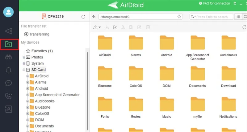 Xem và quản lý tập tin trên điện thoại từ giao diện máy tính qua AirDroid