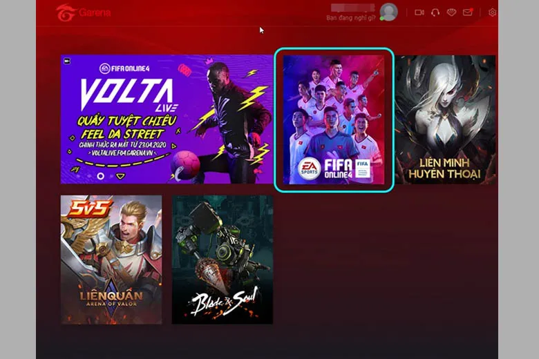 Chọn tựa game FIFA Online 4 trong kho game Garena PC