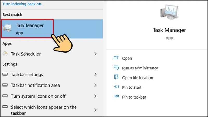 Truy cập Task Manager trên Windows 10 để quản lý tài nguyên máy tính
