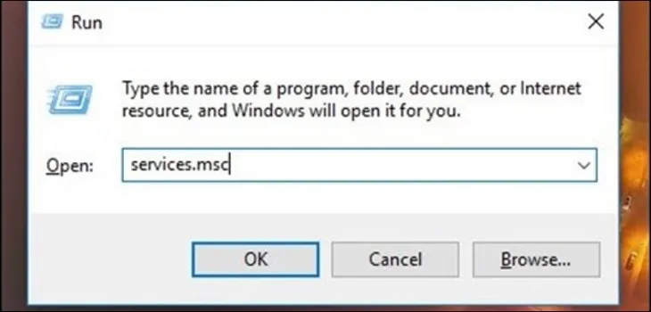 Nhập "services.msc" vào hộp thoại Run để mở giao diện quản lý các dịch vụ Windows.
