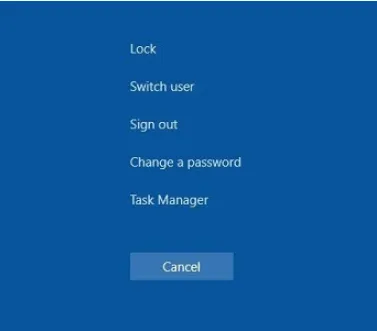 Màn hình bảo mật Windows sau khi nhấn Ctrl Alt Delete để reset hệ thống