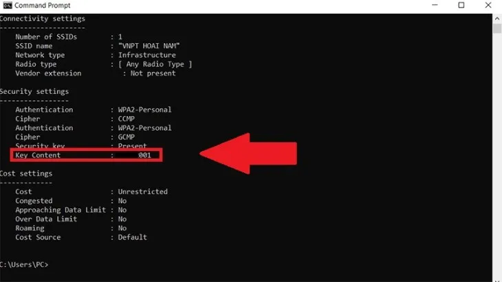 Bạn có thể xem mật khẩu tại Key Content