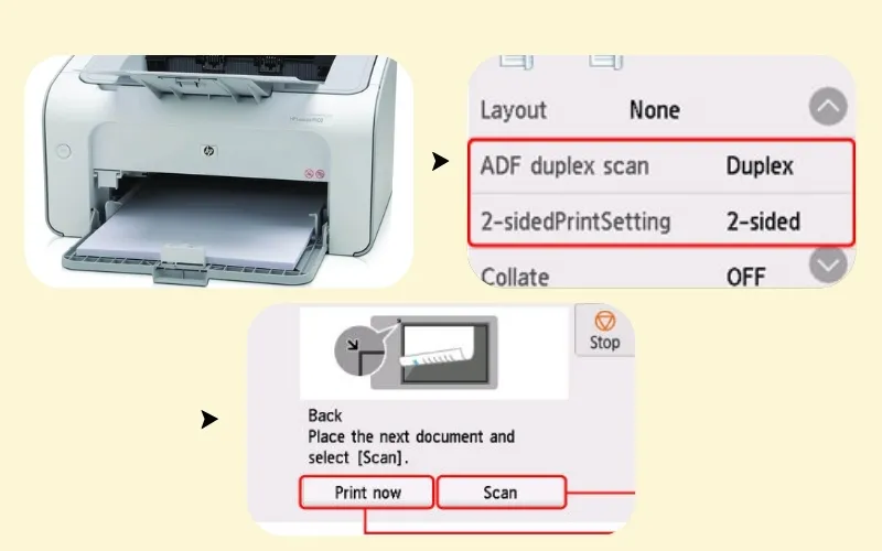 Quy trình scan hai mặt tài liệu tự động (Duplex Scanning) trên máy in đa năng