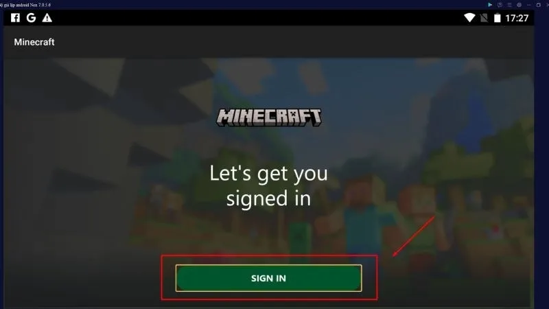Trang đăng nhập Microsoft yêu cầu chọn Sign In để tiếp tục chơi Minecraft
