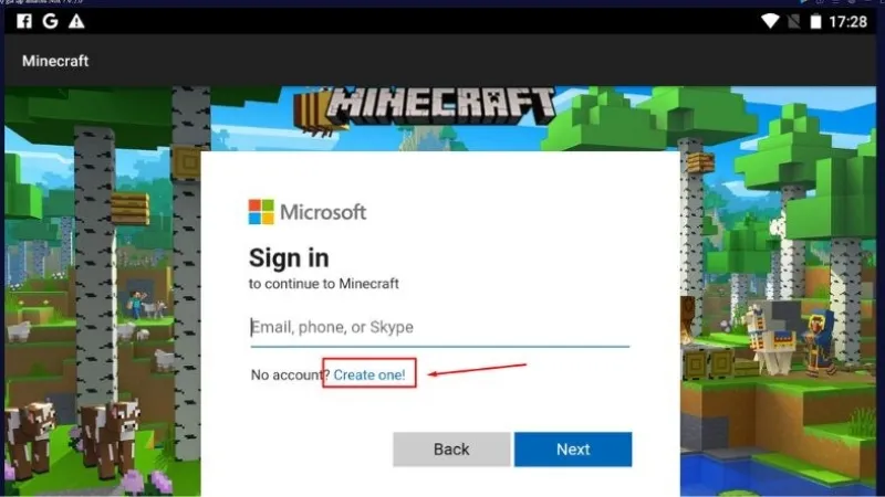 Chọn Create one để bắt đầu quy trình tạo tài khoản Microsoft mới cho Minecraft