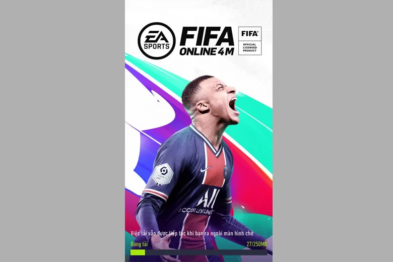 Màn hình tải dữ liệu bổ sung khi khởi động FIFA Mobile lần đầu