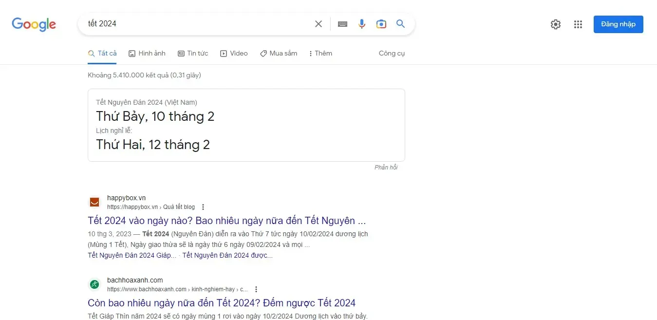 Các định ngày tháng năm cụ thể theo ngày lễ “tết 2024”