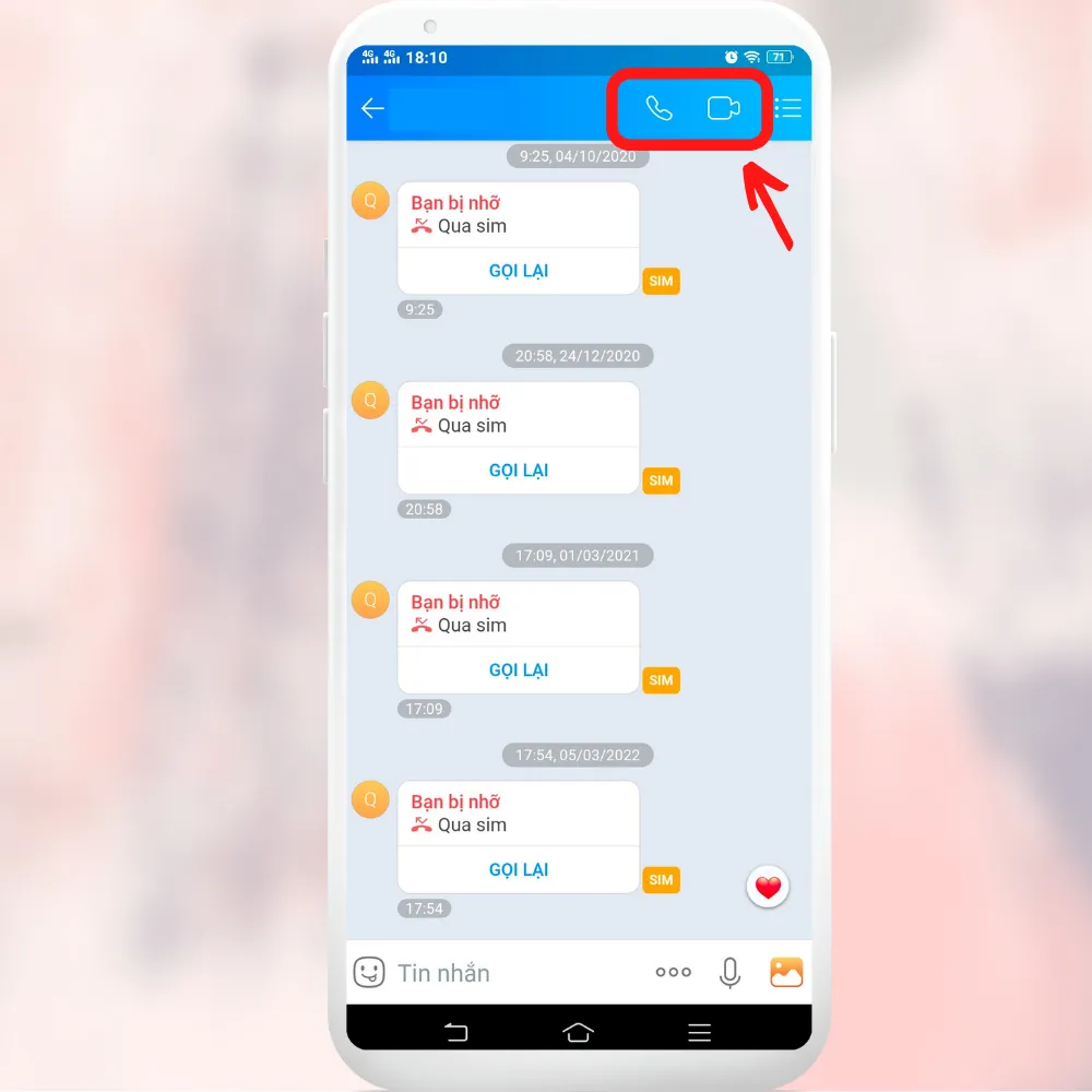 Tùy chọn gọi thoại hoặc gọi video trên ứng dụng Zalo