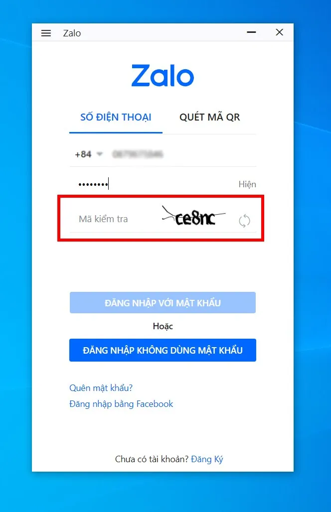 Nhập mã kiểm tra