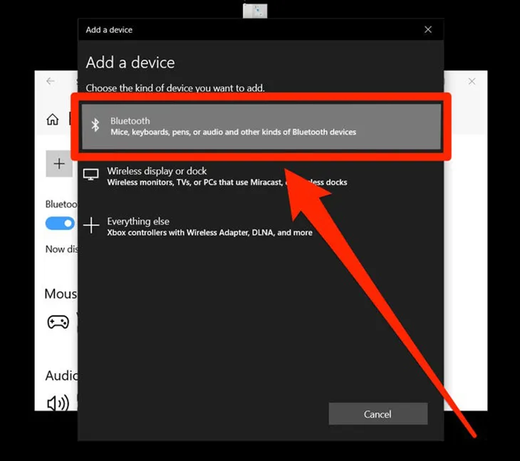 Nhấp vào Bluetooth
