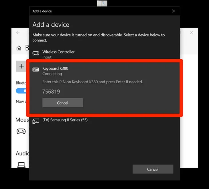 Nhấp vào bàn phím hiển thị
