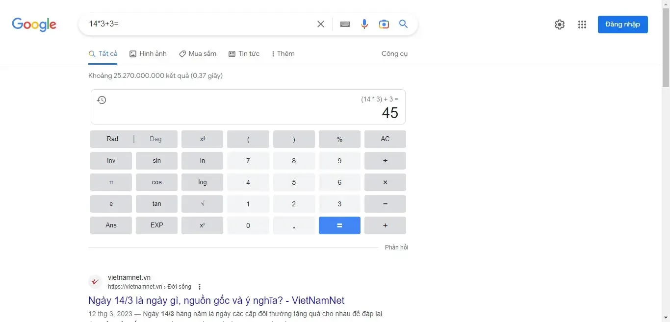 Thực hiện các phép tính toán 143+3=