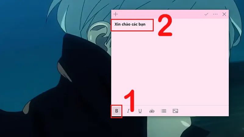 Định dạng ghi chú Bold