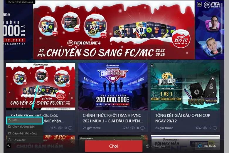 Sử dụng tính năng Sửa của Garena PC để khắc phục lỗi cài đặt FO4