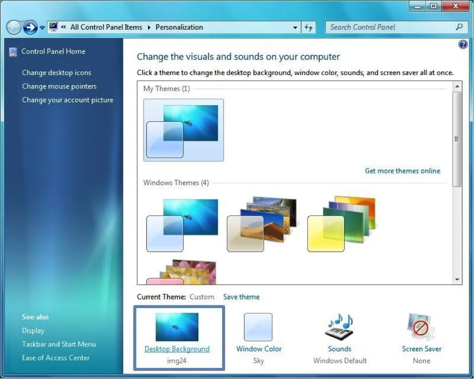 Mục Desktop Background trong cửa sổ Personalize