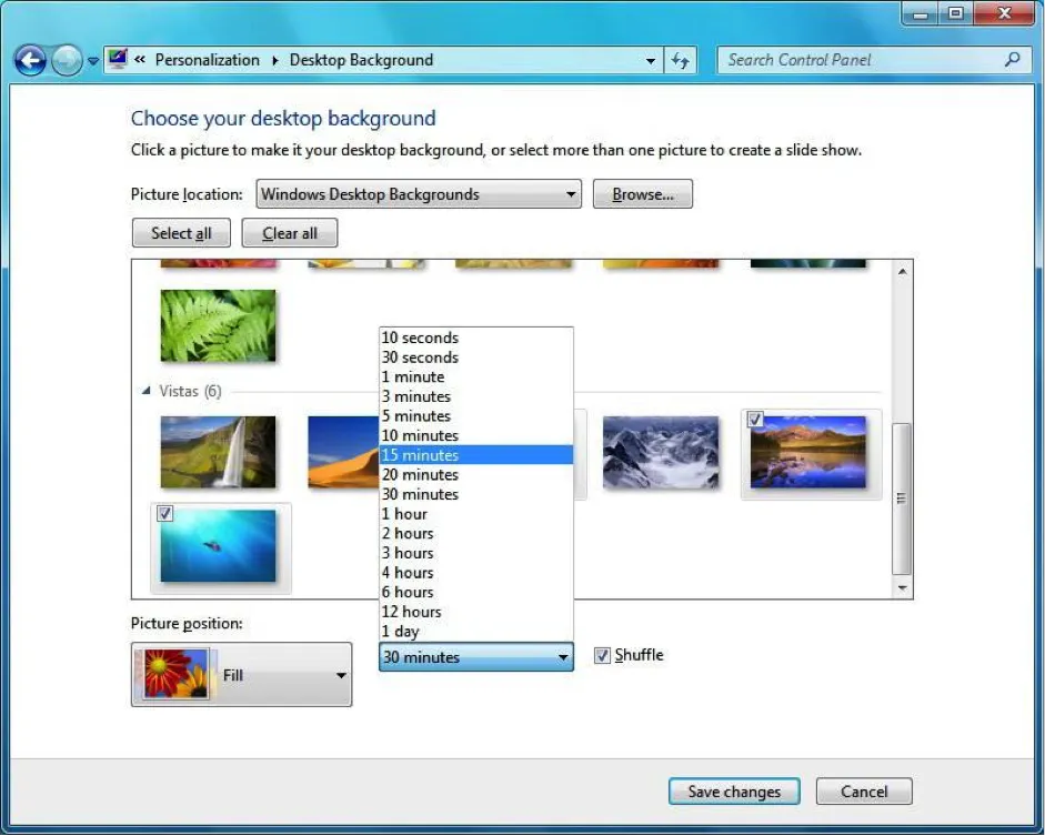 Chọn ảnh nền và tùy chỉnh vị trí ảnh