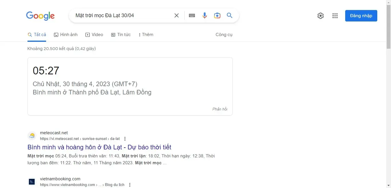 Xem giờ mặt trời lặn và mọc “Mặt trời mọc Đà Lạt 30/04”
