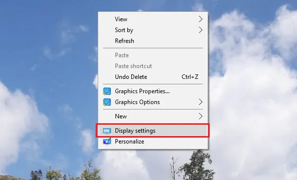 Hướng dẫn mở cài đặt hiển thị (Display Settings) trên Windows 10 để điều chỉnh tần số quét