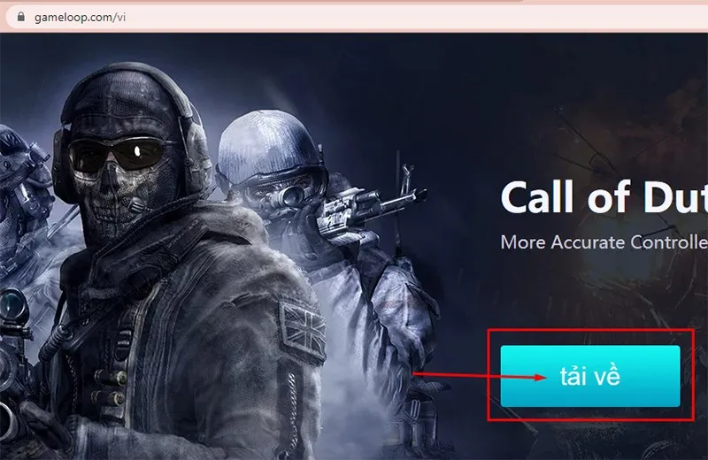 Bước 1 trong cách tải Free Fire về máy tính: Truy cập trang chủ Gameloop