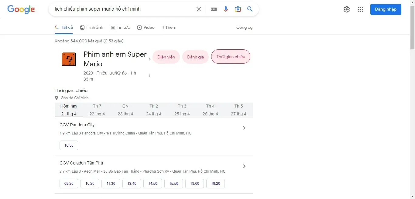 Xem lịch chiếu phim “lịch chiếu phim super mario hồ chí minh”