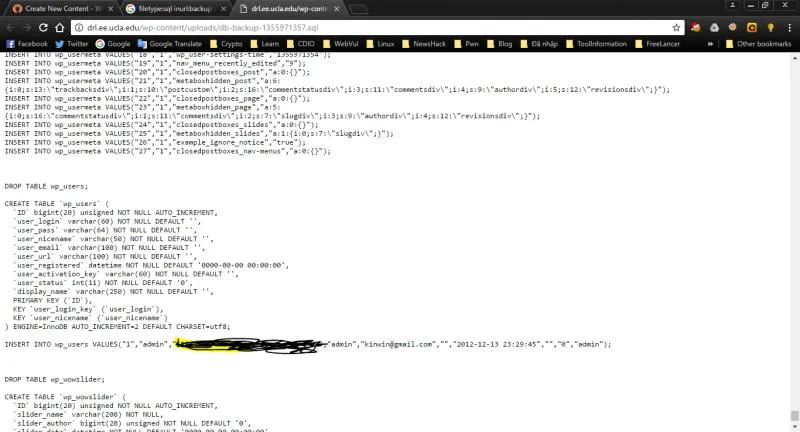 Minh họa kết quả tìm kiếm cơ sở dữ liệu có chứa thông tin nhạy cảm