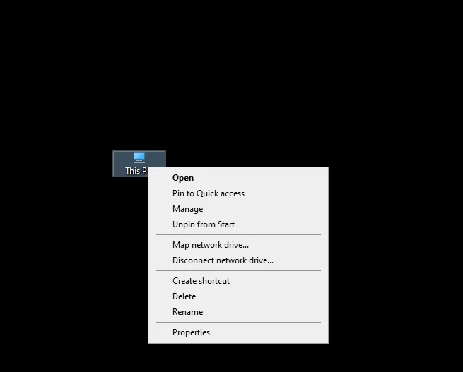Mở cửa sổ Computer Management (Quản lý) từ biểu tượng This PC để truy cập Device Manager