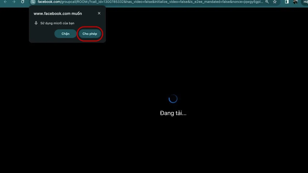 Cách gọi Messenger trên máy tính: Cấp quyền cho Micro và Camera