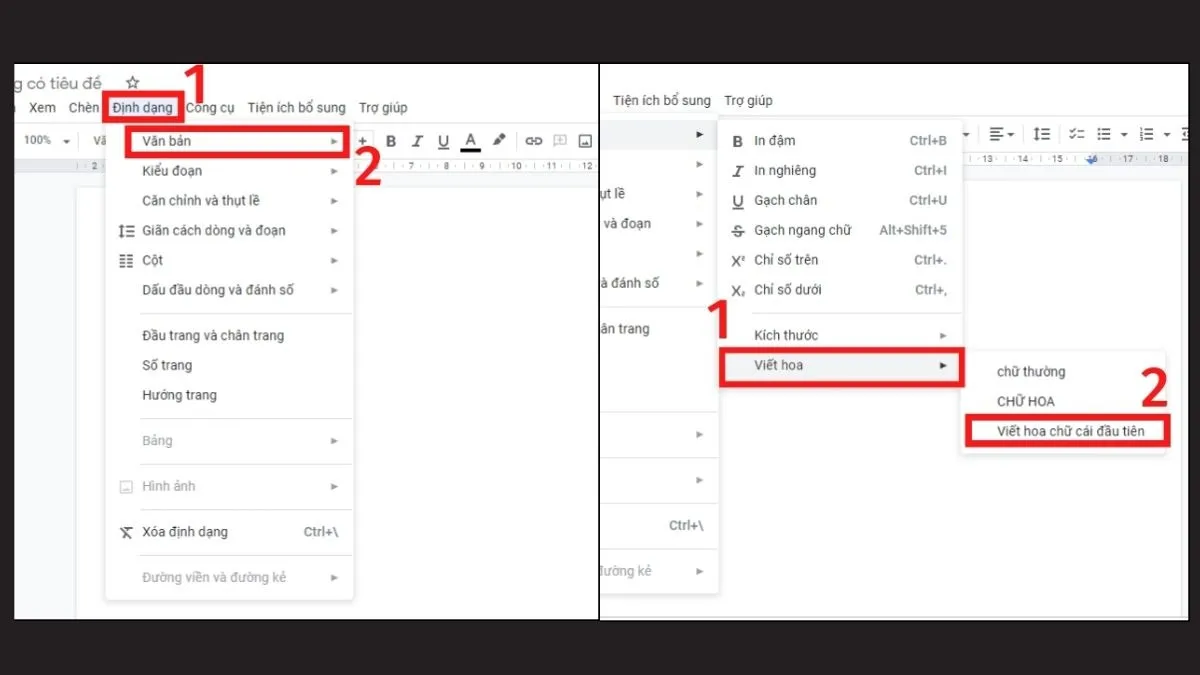 Các bước sử dụng công cụ Định dạng Viết hoa chữ cái đầu trong Google Docs