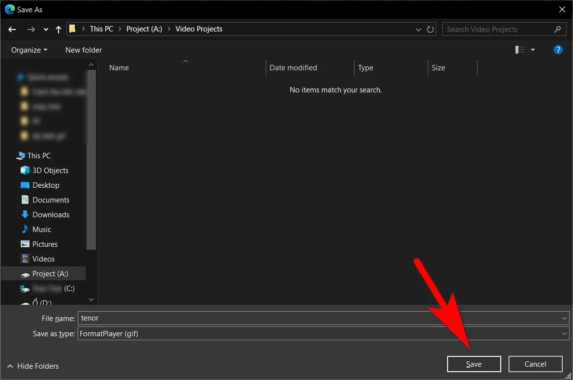 Hộp thoại lưu ảnh GIF sau khi lấy được link gốc trên Facebook