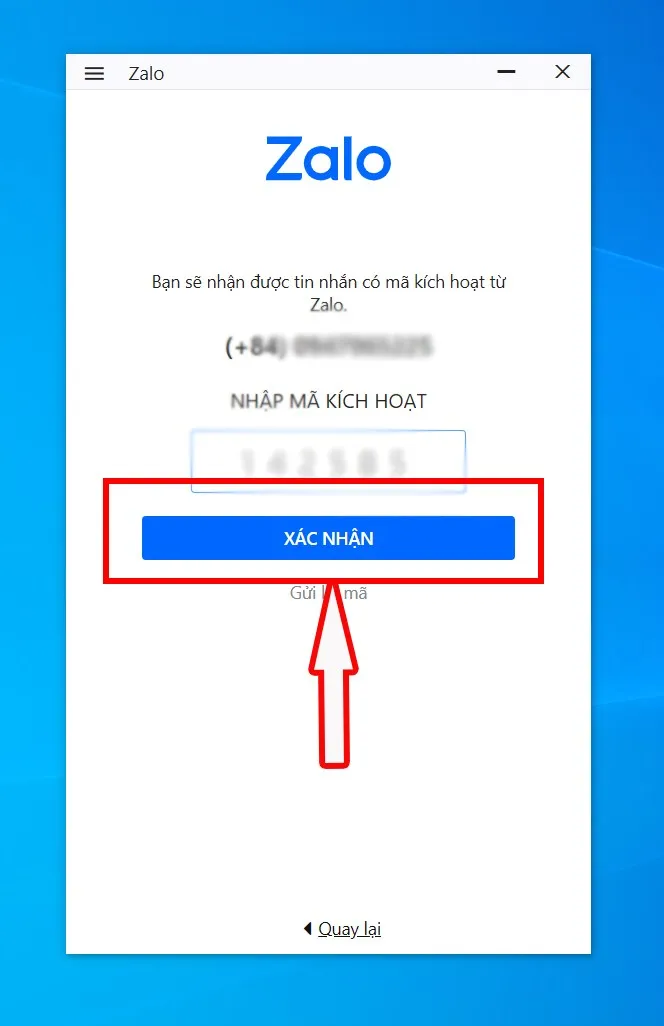 Hoàn tất đăng ký và xác nhận thông tin Zalo trên máy tính