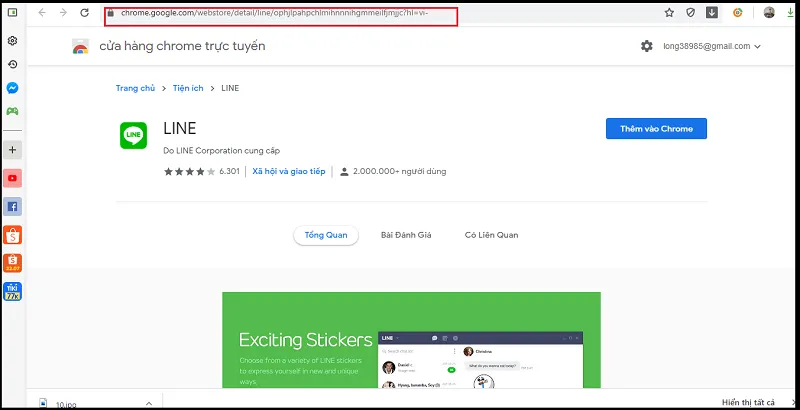 Truy cập link tiện ích để thực hiện cách cài Line trên máy tính qua Chrome